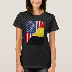 Halbe USA-Flagge halbe belgische Flagge amerikanis T-Shirt
