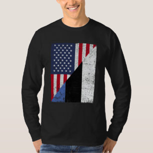 Halbe USA-Flagge Halbe Estland-Flagge Amerikanisch T-Shirt