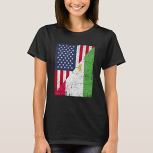 Halbe USA-Flagge halbe Tadschikistan-Flagge amerik T-Shirt