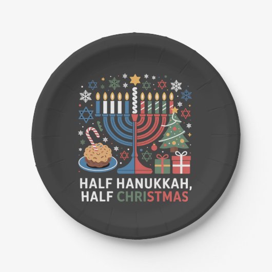 Halbe Weihnachten Half Hanukkah Christmukah Funny Pappteller (Vorderseite)