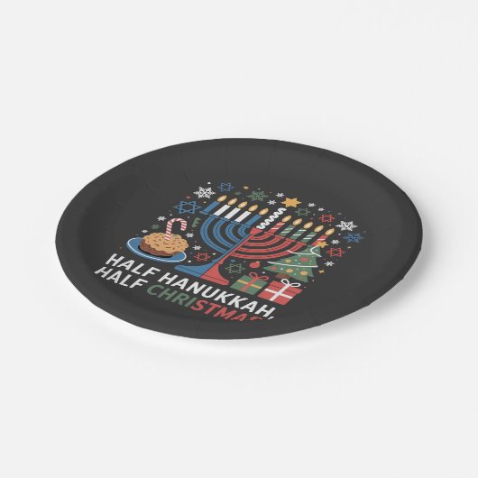 Halbe Weihnachten Half Hanukkah Christmukah Funny Pappteller (Schrägansicht)