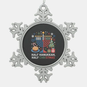 Halbe Weihnachten Half Hanukkah Christmukah Funny Schneeflocken Zinn-Ornament