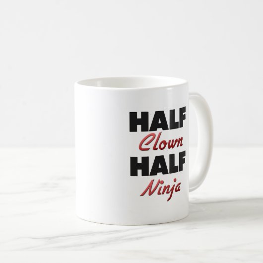 Halber Clown halbes Ninja Kaffeetasse (VorderseiteRechts)