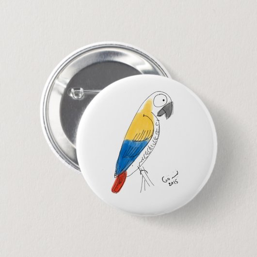 halber Farbpapagei Button (Vorne & Hinten)