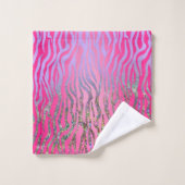 halber Glitzer Rosa Tiger drucken Badhandtuch Set (Waschlappen)
