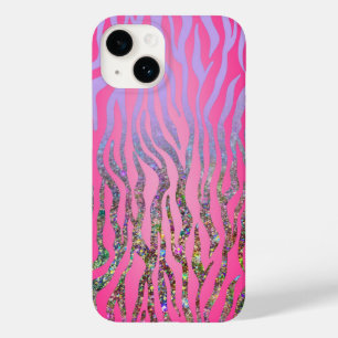 halber Glitzer Rosa Tiger drucken Case-Mate iPhone 14 Hülle