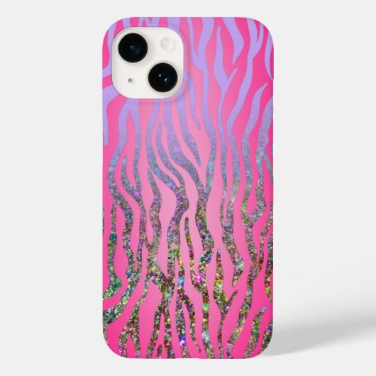 halber Glitzer Rosa Tiger drucken Case-Mate iPhone Hülle (Rückseite)