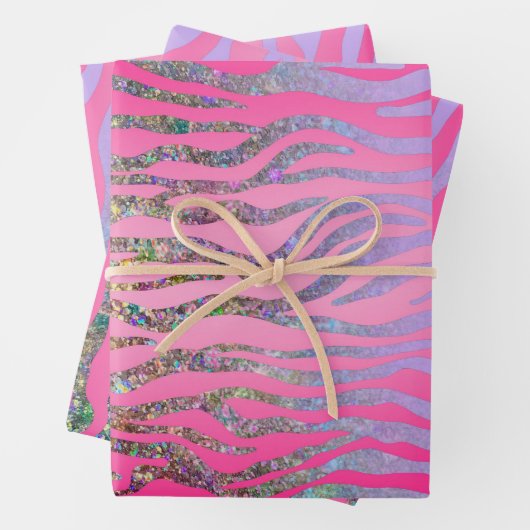 halber Glitzer Rosa Tiger drucken Geschenkpapier Set (Beispiel)