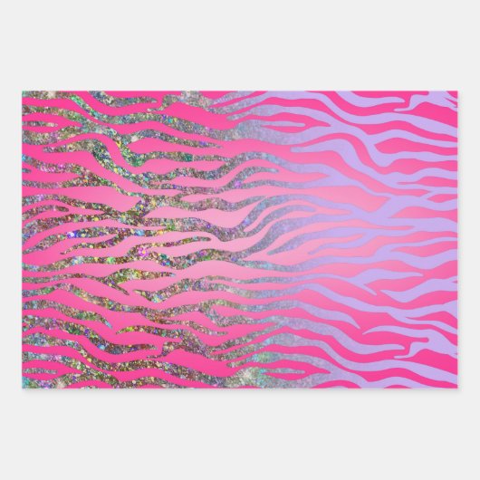 halber Glitzer Rosa Tiger drucken Geschenkpapier Set (Vorderseite)