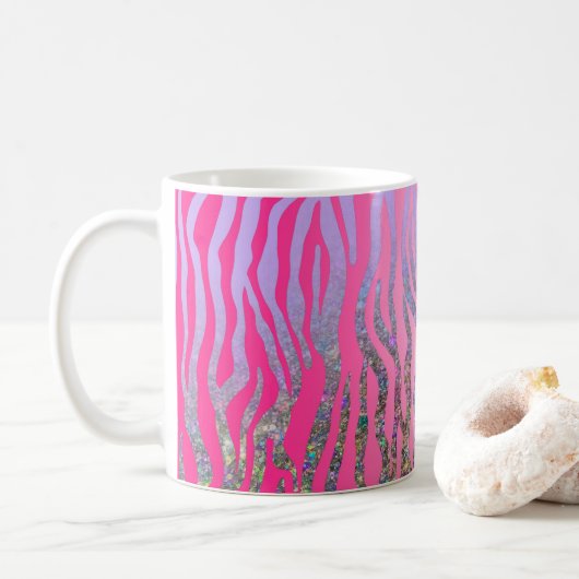halber Glitzer Rosa Tiger drucken Kaffeetasse (Mit Donut)