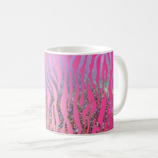 halber Glitzer Rosa Tiger drucken Kaffeetasse (VorderseiteRechts)