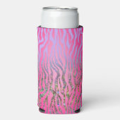 halber Glitzer Rosa Tiger drucken Selters Dosenkühler (Seltzer Vorderseite)