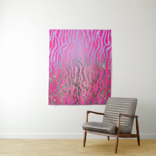 halber Glitzer Rosa Tiger drucken Wandteppich