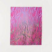 halber Glitzer Rosa Tiger drucken Wandteppich (Vorderseite)