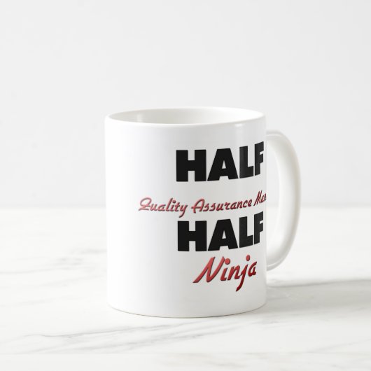 Halber Qualitätssicherungs-Manager halbes Ninja Kaffeetasse (VorderseiteRechts)