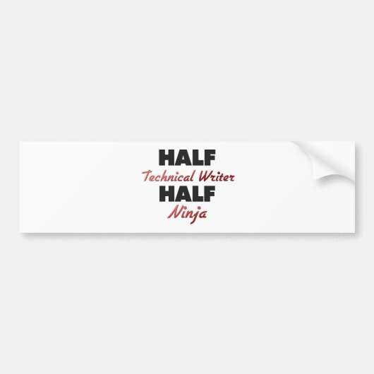 Halber technischer Redakteur halbes Ninja Autoaufkleber (Vorne)