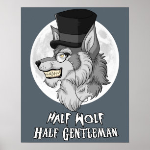 Halber Wolf-halber Herr 16" x 20" Plakat (Matt)