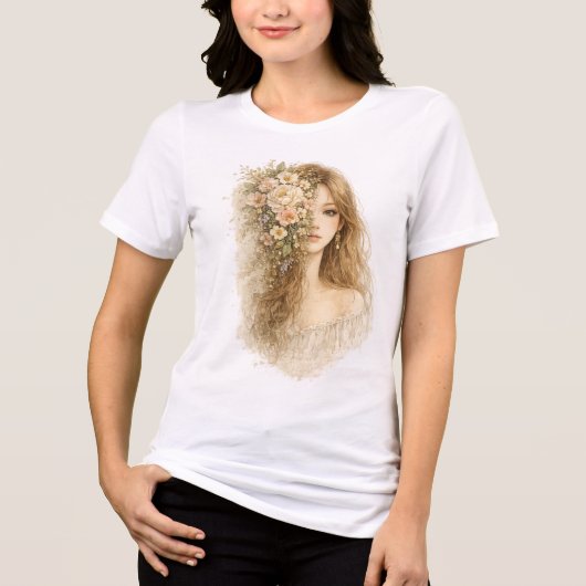 Halbes Blumengesicht Tri-Blend Shirt (Vorderseite)