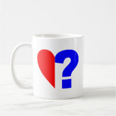 halbes Herz Fragezeichen half heart question mark Kaffeetasse (Links)