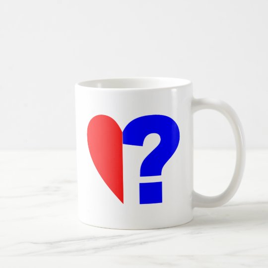 halbes Herz Fragezeichen half heart question mark Kaffeetasse