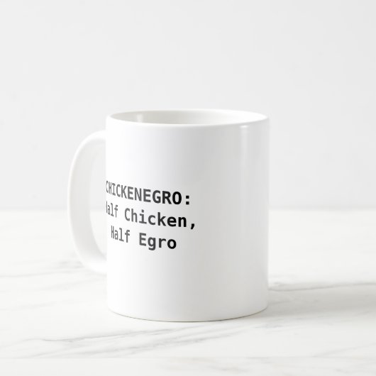 Halbes Huhn, halbes Egro Kaffeetasse (Vorderseite Links)