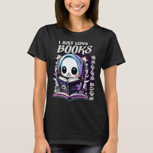 halbes Kostüm - niedliches Gespenst - I Liebe Lese T-Shirt