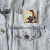 Halbes Längenporträt einer Frau Button (Beispiel)