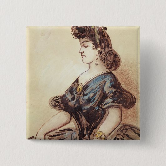 Halbes Längenporträt einer Frau Button (Vorderseite)