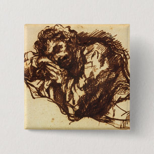 Halbes Längenporträt eines Mannes, der vorbei Button