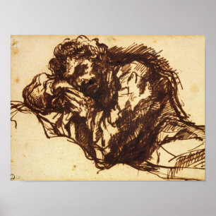 Halbes Längenporträt eines Mannes, der vorbei Poster