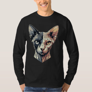 Halbfackel Abstrakt Kitten Geometry Polygon Sphynx T-Shirt
