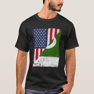 Halbfahne USA Halbfahne Pakistan Flagge Amerikanis T-Shirt