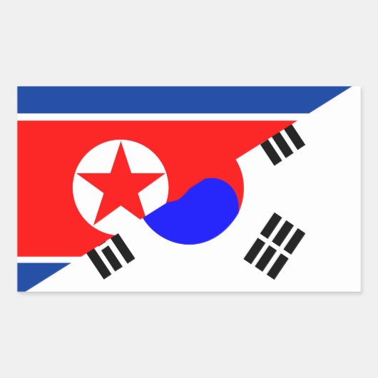 Halbfahrebenzeichen Nord-Süd-korea Rechteckiger Aufkleber (Vorderseite)