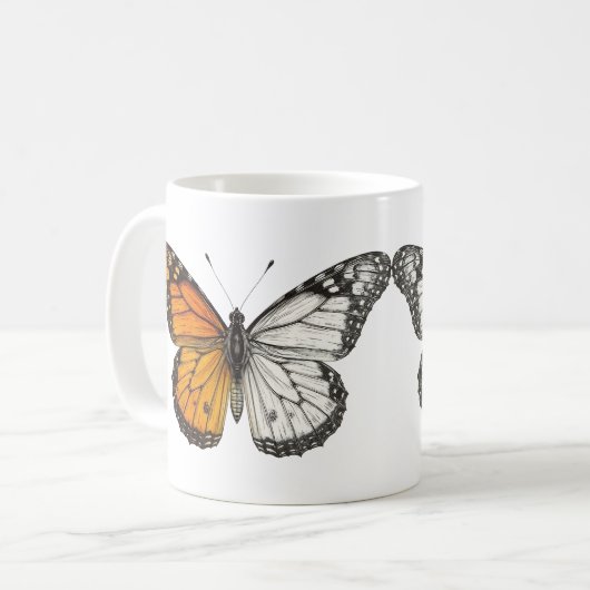 Halbfarbige Monarchschmetterlingskunst Kaffeetasse (Vorderseite Links)