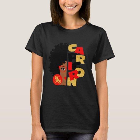 Halbfass Capricorn Black Queen Birthday Zodiac Cu T-Shirt (Vorderseite)