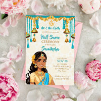 Halbfeier Saree niedliche indische Girl-Bue und Go