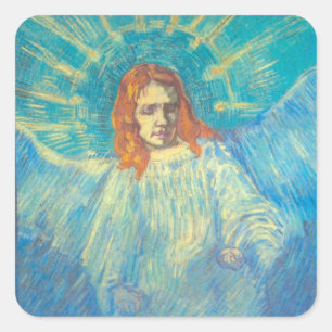 Halbfigur eines Engels von Vincent van Gogh Quadratischer Aufkleber