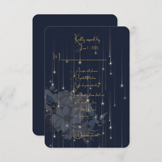 Halbformale Hochzeitsaktionskarte für die Marine u RSVP Karte (Vorne/Hinten)