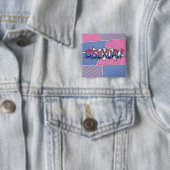 Halbftone Bisexual Pride Typografie mit Flagge Button (Beispiel)