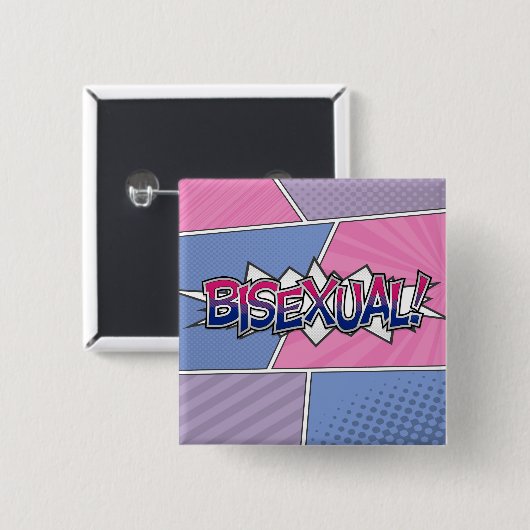 Halbftone Bisexual Pride Typografie mit Flagge Button (Vorne & Hinten)