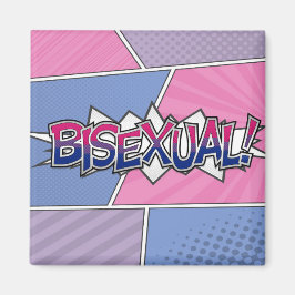 Halbftone Bisexual Pride Typografie mit Flagge Magnet
