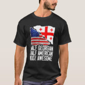 Halbgeorgische Half-Amerikanisches Georgien US-Fla T-Shirt (Vorderseite)