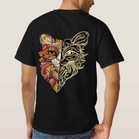 Halbgesicht-Löwe-Kunst Herren T-Shirt (Rückseite)