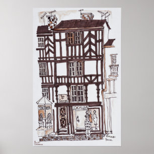 Halbholz-Gebäude Rennes, Bretagne, Frankreich Poster