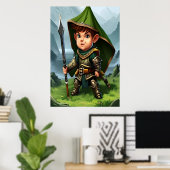 Halbierung eines männlichen Kriegers | AI Art Post Poster (Heimbüro)