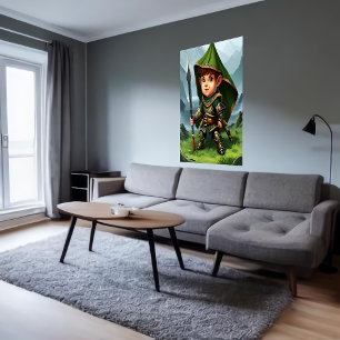 Halbierung eines männlichen Kriegers   AI Art Post Poster