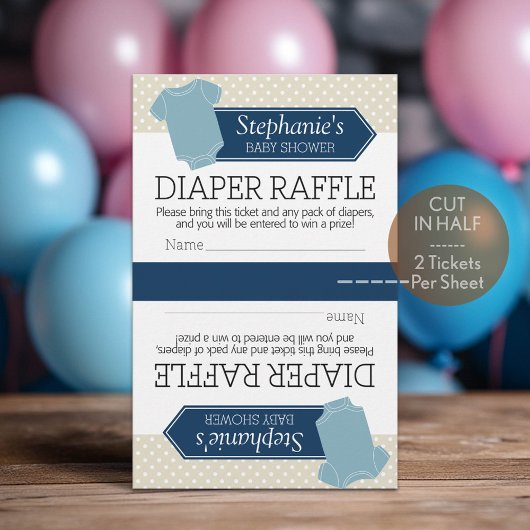 Halbierung für 2 Windeln Raffle - Baby Shower Boy