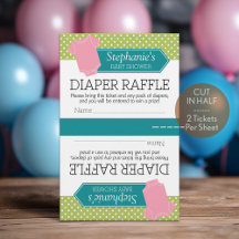Halbierung für 2 Windeln Raffle Tickets Baby Girl