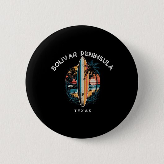 Halbinsel Bolivar Texas Männer Frauen Surfen Button (Vorderseite)