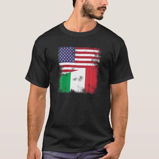 Halbitalienische Flagge T Shirt Vintag Italien USA (Vorderseite)
